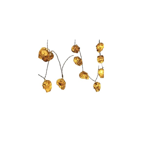 Halloween Skull String Light 14.5ft 30 LED String Light Lot of 3 yellow light - Picture 3 of 8